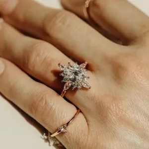 Gorgeous Vintage Cluster Ring, Oval, Marquise & Round Cut New size 9 women’s thumbnail 6