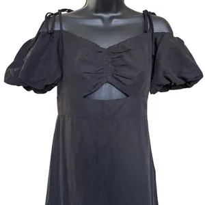 ASTR The Label Aleda Midi Dress Linen Size S Black Cold‎ Shoulder Party Cut Out thumbnail 2