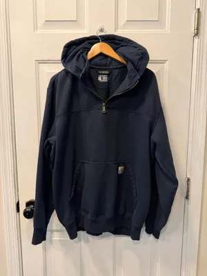 Carhartt Men's Rain Defender Paxton Heavyweight Hooded Quarter Zip Mock Sweatshirt thumbnail 1