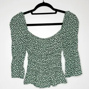 Reformation Ayla Smocked Floral Top Women's Green Size Medium thumbnail 4