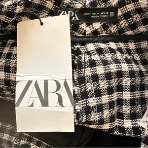 NWT ZARA Gingham straight leg Black and White Checkered Pants M thumbnail 11