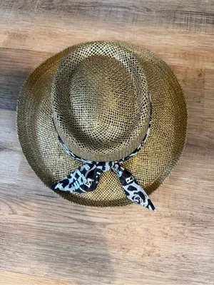 Source Unknown Straw Wide Brim Hat with Leopard Band - Brown thumbnail 3