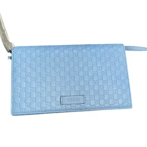 Gucci Blue Micro Guccissima GG Embossed Crossbody Wallet Purse NWT Model #466507 thumbnail 3