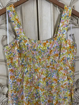 MSK Floral Yellow Rayon Sundress - Lightweight Women's Dress Size Medium thumbnail 9