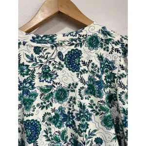 LOFT Green Floral Cotton Top Small Cottagecore Botanical Spring Sweater Shirt‎ thumbnail 6