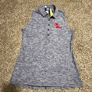 Under Armour Ole Miss Rebels Sleeveless Polo Shirt Navy Space Dye HeatGear M thumbnail 1