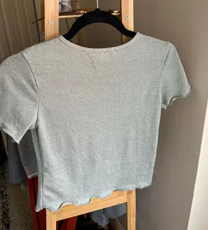 Urban Outfitters sparkly light green crop top thumbnail 2