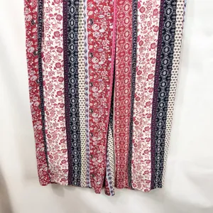 New Directions Small Capri Pants Patchwork Red Floral Striped Wide Palazzo 852 thumbnail 5