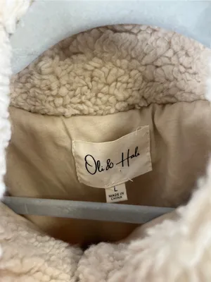 Oli & Hali Cream Sherpa Half Zip Vest Size L Contrast Pocket thumbnail 3