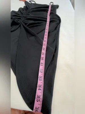 Popular 21 Ruched Black Midi Dress with Front Drawstring thumbnail 5