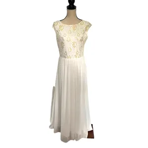 Candalite Glitter Lace Chiffon Maxi Dress Sz S Boho Fairy Flowy Cottage Formal thumbnail 2