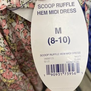 Scoop Ruffle Hem Sleeveless Midi Dress Multi Dainty Floral cottage M 8-10‎ NWT thumbnail 5
