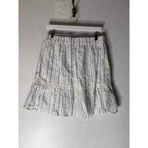 NWT loft clip tiered pull on mini skirt‎ white blue size m thumbnail 2