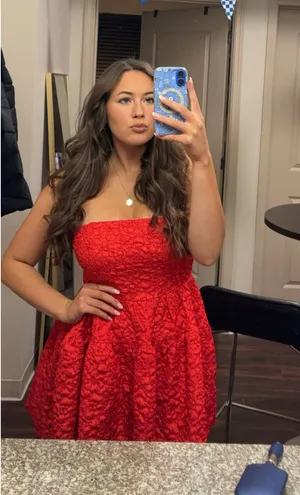 Hello Molly Red Strapless Mini Dress thumbnail 3