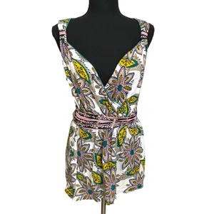 Anthropologie C. Keer bohemian wrap style paisley white tie tank top tunic thumbnail 7