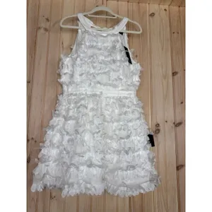 NWT Lulus Dearly Adored White Applique Halter Sleeveless Mini Dress Cocktail L thumbnail 2