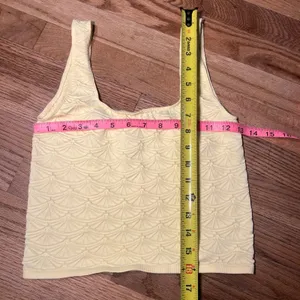Anthropologie Yellow Textured Knit Tank Top Square Neck Sleeveless Pointelle thumbnail 5