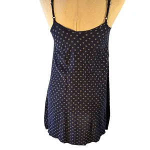 Wallflower Navy blue floral and polka dot rayon dress with gold accents thumbnail 6