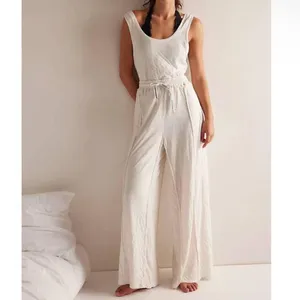 NEW Free people wait a minute Oatmeal Combo Jumpsuit sz M thumbnail 4