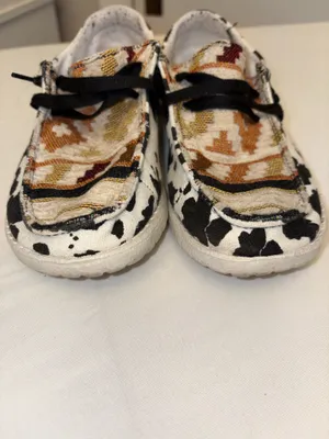 Gypsy Jazz Slip on shoes in cow print & southwestern Pattern Size 7 thumbnail 2