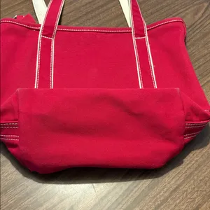 Lands End Red Medium Open Top Canvas Tote Bag Monogram thumbnail 3
