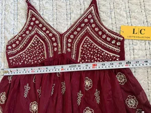 Lizette Collection XS Burgundy Beaded Sequin Babydoll Cami Boho Festival Y2K Top thumbnail 5