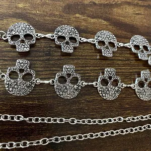Silver Y2K Gothic Skull Link Waist Chain Belt, Fits 16 to 40 Inches, X7GA1375 thumbnail 7