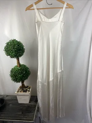 Express White Satin Sleeveless Maxi Long Drop Waist Dress XXS thumbnail 3