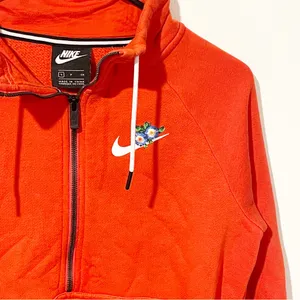Nike Size Small Sweatshirt‎ Red Coral Graphic Floral Logo Bq8846 696 Quarter Zip thumbnail 2