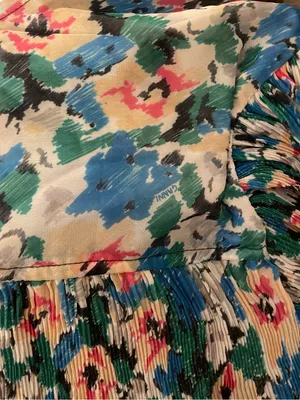 NWT Ganni Floral Pleated Georgette Blue V-Neck Puff Sleeve Midi Dress 40, Large thumbnail 10