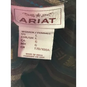 ARIAT Dress Women's size L Brown Sedona Pockets Striped Long Sleeve Collar Aztec thumbnail 4