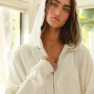 BiBi Waffle Thermal And Terry‎ Mix Washed Zip Up Hoodie thumbnail 3
