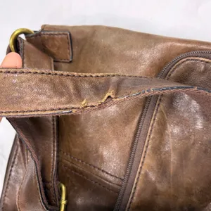 Fossil crossbody brown leather small messenger bag, purse. 6 pockets. boho thumbnail 7