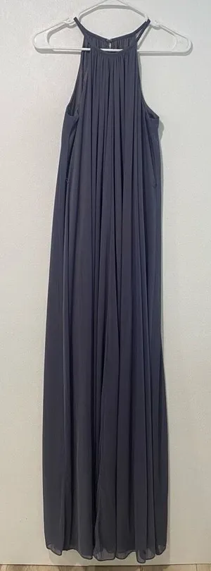 David’s Bridal Long High Neck Mesh Gown | Pewter | Size 6 | Formal Bridesmaid Pr thumbnail 1