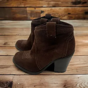 Kensie Glover brown suede 3.25 inch heel booties thumbnail 2