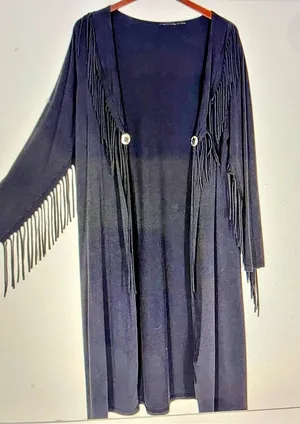 Wrangler Fringe Black silver concho boho longline cowgirl western chic thumbnail 1