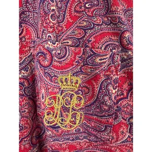 Lauren Ralph Lauren Pajama Top Womens L Red Paisley Long Sleeve Sleep Shirt‎ LRL thumbnail 3