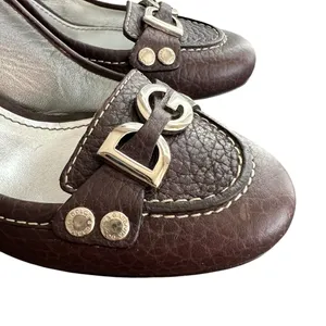Dolce & Gabbana Women’s Vintage Y2K Brown Round Toe Silver Logo Pump Heels 38 thumbnail 6