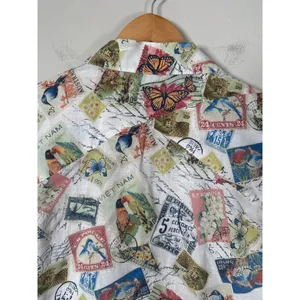 Chicos‎ Women's Linen Postage Stamp 3/4 Sleeve Button-up Top Sz L (2) Travel thumbnail 6