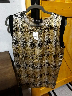 MNG by‎ Mango Animal Print Sleeveless Top with Black Trim - Size 6 Medium thumbnail 3