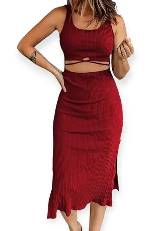 Hollow Out Twist Front Bodycon Dress thumbnail 1