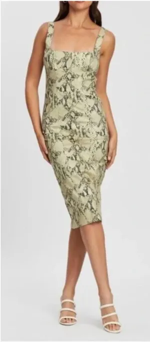 NWT Capulet Lola Bustier‎ Denim Dress Python Snakeskin Print Mob Wife Size Small thumbnail 1