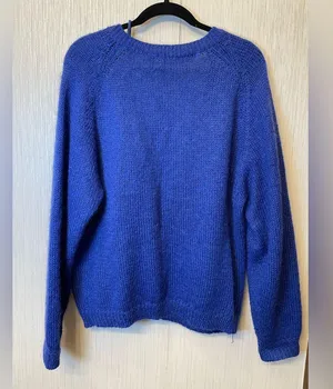 Vintage Bramble Lane Mohair Blend Cardigan – Royal Blue Cozy Y2K Grandpa Sweater thumbnail 3