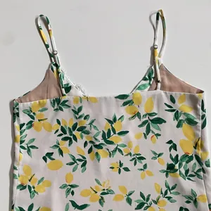 Socialite Womens Small‎ Lemon Print Lace Trim Cami Top Adjustable Straps Yellow thumbnail 8