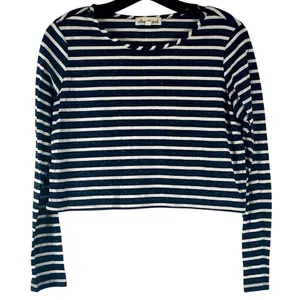 Olive & Oak Stripe Long Sleeve Cropped Top Medium thumbnail 1