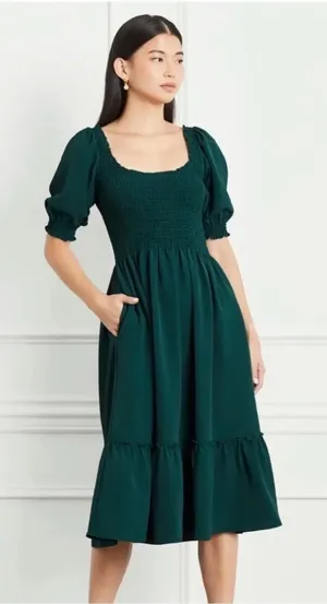 Hill House Home NWT Louisa Nap Dress in Botanical Garden Green Size Medium thumbnail 1