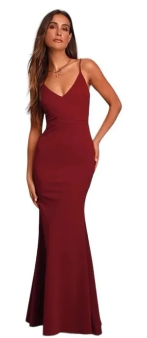 Lulu's Infinite Glory Maxi Dress In Wine Red Size Small New *FLAWS* thumbnail 1