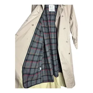 Vintage London Fog Tan Trench Coat Removable Plaid Liner Belted Duster Size 16R thumbnail 7