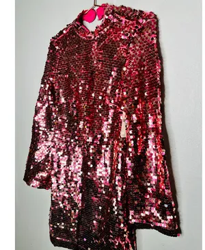 ANTHROPOLOGY MAEVE Pink Sequin Mock Neck Bell Sleeve Mini Dress NWT Size XS thumbnail 7