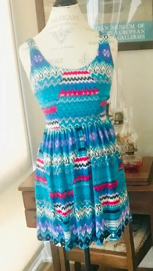 Dolce Vita Blue Multicolored Dress Sz XS thumbnail 1